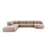 Tulum 6-Sitzer Panorama Ecksofa, Linke Seite, aus Samt in Beige (Bluvel 28), Beine aus Schwarzes Plastik, 330x255x70 cm von Cosmopolitan Design – Bild 1