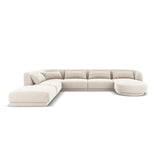 Tulum 6-Sitzer Panorama Ecksofa, Linke Seite, aus Samt in Hellbeige (Bluvel 22), Beine aus Schwarzes Plastik, 330x255x70 cm von Cosmopolitan Design – Bild 1