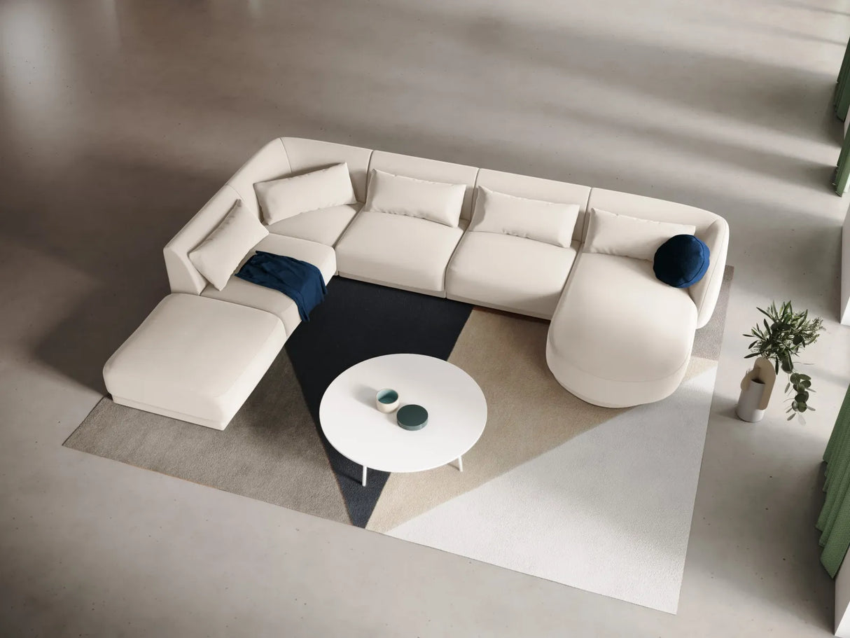 Tulum 6-Sitzer Panorama Ecksofa, Linke Seite, aus Samt in Hellbeige (Bluvel 22), Beine aus Schwarzes Plastik, 330x255x70 cm von Cosmopolitan Design – Bild 2