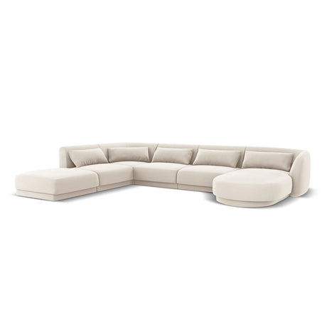 Tulum 6-Sitzer Panorama Ecksofa, Linke Seite, aus Samt in Hellbeige (Bluvel 22), Beine aus Schwarzes Plastik, 330x255x70 cm von Cosmopolitan Design – Bild 4