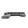 Tulum 6-Sitzer Panorama Ecksofa, Linke Seite, aus Samt in Hellgrau (Bluvel 13), Beine aus Schwarzes Plastik, 330x255x70 cm von Cosmopolitan Design – Bild 1