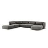 Tulum 6-Sitzer Panorama Ecksofa, Linke Seite, aus Samt in Hellgrau (Bluvel 13), Beine aus Schwarzes Plastik, 330x255x70 cm von Cosmopolitan Design – Bild 4