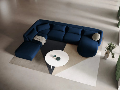 Tulum 6-Sitzer Panorama Ecksofa, Linke Seite, aus Samt in Königsblau (Bluvel 86), Beine aus Schwarzes Plastik, 330x255x70 cm von Cosmopolitan Design – Bild 2