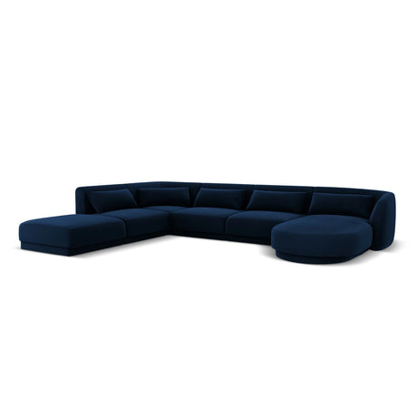Tulum 6-Sitzer Panorama Ecksofa, Linke Seite, aus Samt in Königsblau (Bluvel 86), Beine aus Schwarzes Plastik, 330x255x70 cm von Cosmopolitan Design – Bild 4