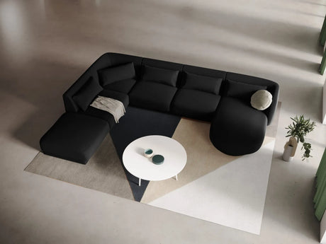 Tulum 6-Sitzer Panorama Ecksofa, Linke Seite, aus Samt in Schwarz (Bluvel 19), Beine aus Schwarzes Plastik, 330x255x70 cm von Cosmopolitan Design – Bild 2