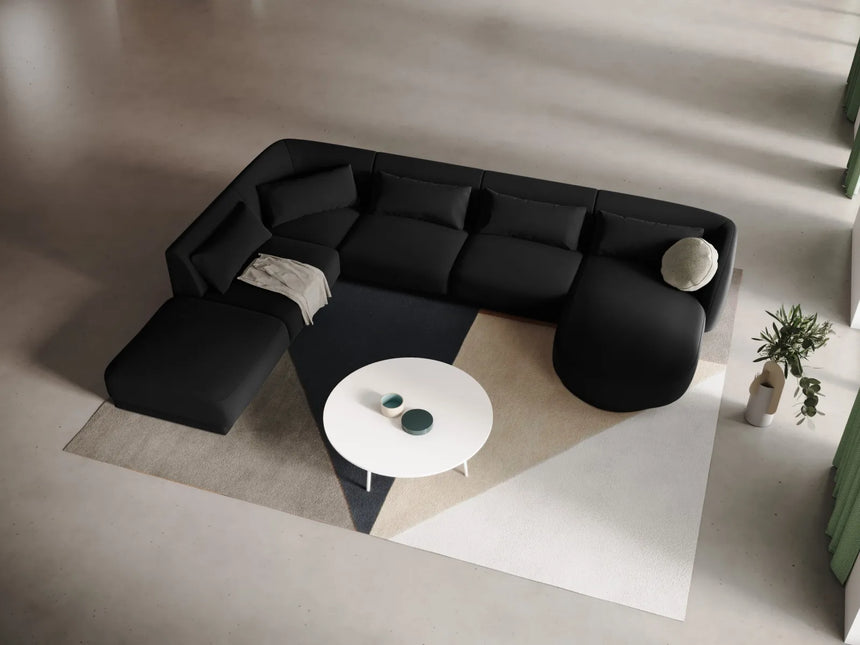 Tulum 6-Sitzer Panorama Ecksofa, Linke Seite, aus Samt in Schwarz (Bluvel 19), Beine aus Schwarzes Plastik, 330x255x70 cm von Cosmopolitan Design – Bild 2