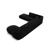 Tulum 6-Sitzer Panorama Ecksofa, Linke Seite, aus Samt in Schwarz (Bluvel 19), Beine aus Schwarzes Plastik, 330x255x70 cm von Cosmopolitan Design – Bild 5