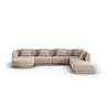 Tulum 6-Sitzer Panorama Ecksofa, Rechte Seite, aus Chenille in Beige (Haga 30), Beine aus Schwarzes Plastik, 330x255x70 cm von Cosmopolitan Design – Bild 1