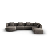 Tulum 6-Sitzer Panorama Ecksofa, Rechte Seite, aus Chenille in Grau (Haga 16), Beine aus Schwarzes Plastik, 330x255x70 cm von Cosmopolitan Design – Bild 1