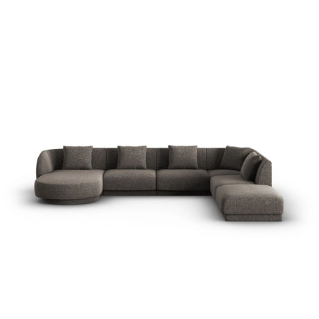 Tulum 6-Sitzer Panorama Ecksofa, Rechte Seite, aus Chenille in Grau (Haga 16), Beine aus Schwarzes Plastik, 330x255x70 cm von Cosmopolitan Design – Bild 1