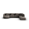 Tulum 6-Sitzer Panorama Ecksofa, Rechte Seite, aus Chenille in Grau (Haga 16), Beine aus Schwarzes Plastik, 330x255x70 cm von Cosmopolitan Design – Bild 1