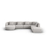 Tulum 6-Sitzer Panorama Ecksofa, Rechte Seite, aus Chenille in Hellgrau (Haga 06), Beine aus Schwarzes Plastik, 330x255x70 cm von Cosmopolitan Design – Bild 1