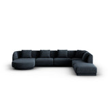Tulum 6-Sitzer Panorama Ecksofa, Rechte Seite, aus Chenille in Königsblau (Haga 86), Beine aus Schwarzes Plastik, 330x255x70 cm von Cosmopolitan Design – Bild 1