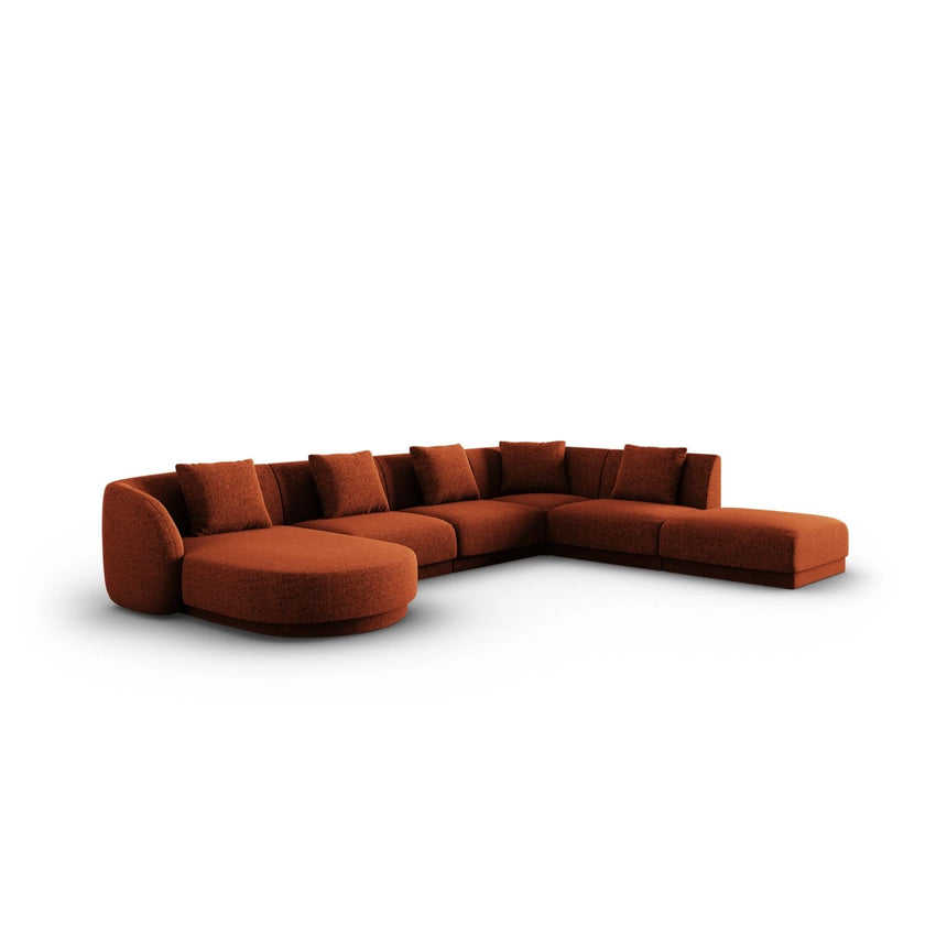 Tulum 6-Sitzer Panorama Ecksofa, Rechte Seite, aus Chenille in Terrakotta (Haga 44), Beine aus Schwarzes Plastik, 330x255x70 cm von Cosmopolitan Design – Bild 3