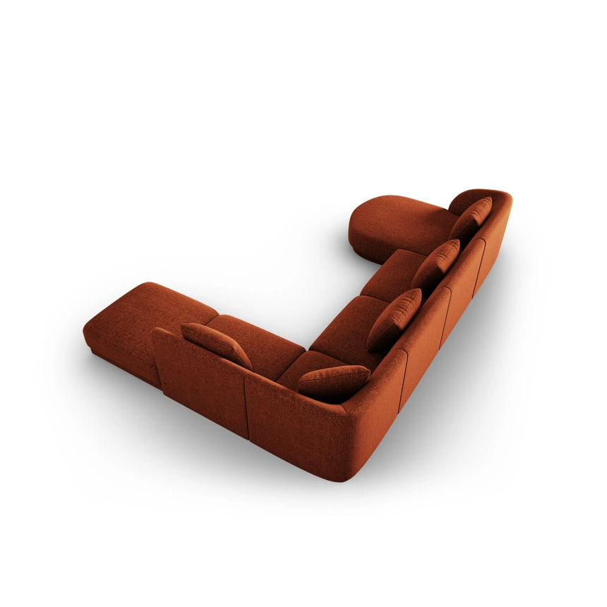 Tulum 6-Sitzer Panorama Ecksofa, Rechte Seite, aus Chenille in Terrakotta (Haga 44), Beine aus Schwarzes Plastik, 330x255x70 cm von Cosmopolitan Design – Bild 4
