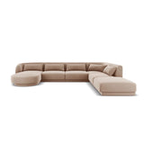 Tulum 6-Sitzer Panorama Ecksofa, Rechte Seite, aus Samt in Beige (Bluvel 28), Beine aus Schwarzes Plastik, 330x255x70 cm von Cosmopolitan Design – Bild 1