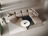 Tulum 6-Sitzer Panorama Ecksofa, Rechte Seite, aus Samt in Beige (Bluvel 28), Beine aus Schwarzes Plastik, 330x255x70 cm von Cosmopolitan Design – Bild 2