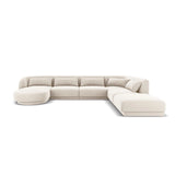 Tulum 6-Sitzer Panorama Ecksofa, Rechte Seite, aus Samt in Hellbeige (Bluvel 22), Beine aus Schwarzes Plastik, 330x255x70 cm von Cosmopolitan Design – Bild 1