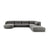 Tulum 6-Sitzer Panorama Ecksofa, Rechte Seite, aus Samt in Hellgrau (Bluvel 13), Beine aus Schwarzes Plastik, 330x255x70 cm von Cosmopolitan Design – Bild 1
