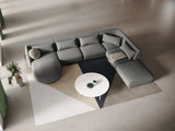 Tulum 6-Sitzer Panorama Ecksofa, Rechte Seite, aus Samt in Hellgrau (Bluvel 13), Beine aus Schwarzes Plastik, 330x255x70 cm von Cosmopolitan Design – Bild 2