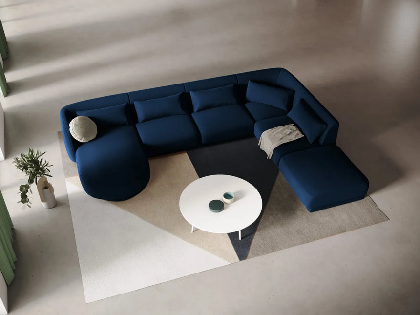 Tulum 6-Sitzer Panorama Ecksofa, Rechte Seite, aus Samt in Königsblau (Bluvel 86), Beine aus Schwarzes Plastik, 330x255x70 cm von Cosmopolitan Design – Bild 2