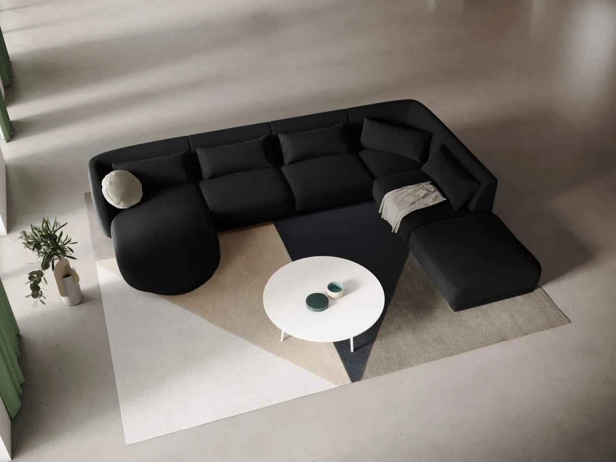 Tulum 6-Sitzer Panorama Ecksofa, Rechte Seite, aus Samt in Schwarz (Bluvel 19), Beine aus Schwarzes Plastik, 330x255x70 cm von Cosmopolitan Design – Bild 2