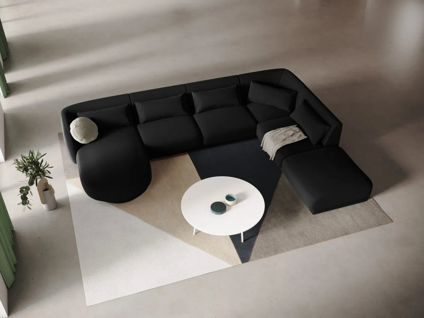 Tulum 6-Sitzer Panorama Ecksofa, Rechte Seite, aus Samt in Schwarz (Bluvel 19), Beine aus Schwarzes Plastik, 330x255x70 cm von Cosmopolitan Design – Bild 2
