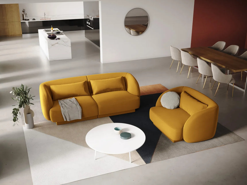Tulum Sessel aus Samt in Gelb (Bluvel 68), 103x90x70 cm von Cosmopolitan Design – Bild 2