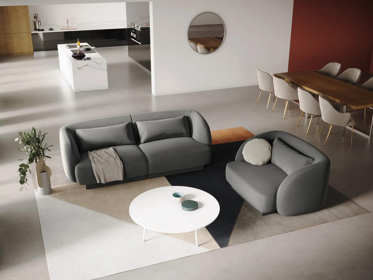 Tulum Sessel aus Samt in Hellgrau (Bluvel 13), 103x90x70 cm von Cosmopolitan Design – Bild 2