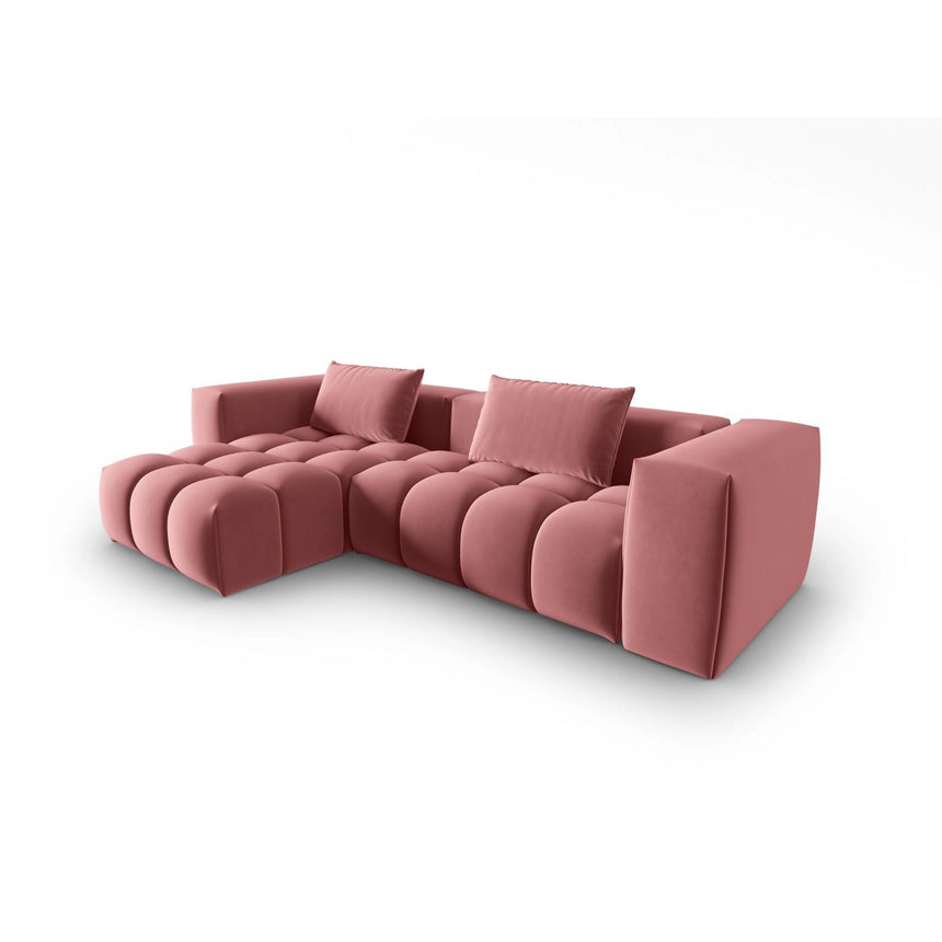 Verona 3-Sitzer Ecksofa, Linke Seite, aus Samt in Flamingo (Casino Salmon), 260x145 cm von Cosmopolitan Design – Bild 3