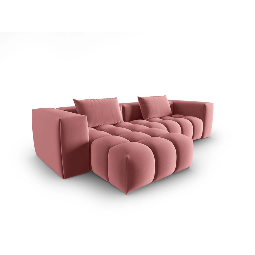 Verona 3-Sitzer Ecksofa, Linke Seite, aus Samt in Flamingo (Casino Salmon), 260x145 cm von Cosmopolitan Design – Bild 4