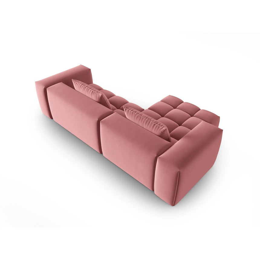 Verona 3-Sitzer Ecksofa, Linke Seite, aus Samt in Flamingo (Casino Salmon), 260x145 cm von Cosmopolitan Design – Bild 5