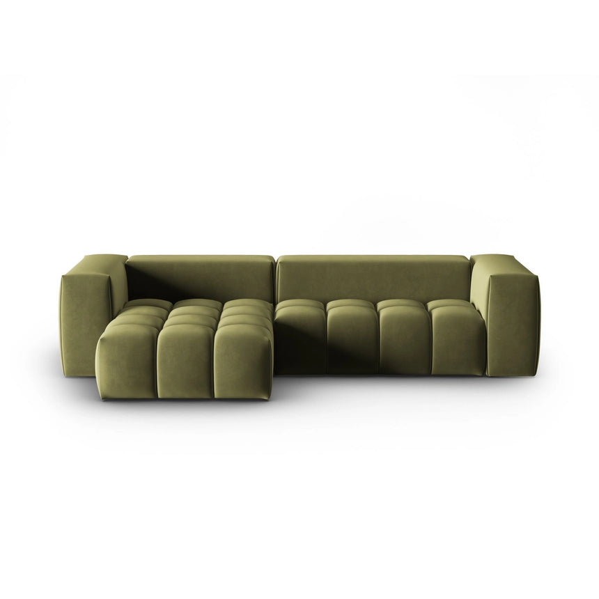 Verona 3-Sitzer Ecksofa, Linke Seite, aus Samt in Hellgrün (Casino Forest), 260x145 cm von Cosmopolitan Design – Bild 1