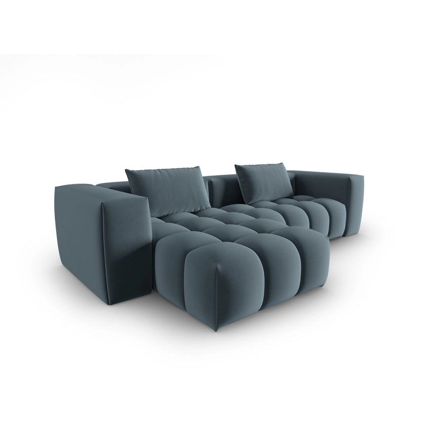 Verona 3-Sitzer Ecksofa, Linke Seite, aus Samt in Pastellblau (Casino Dark Blue), 260x145 cm von Cosmopolitan Design – Bild 4