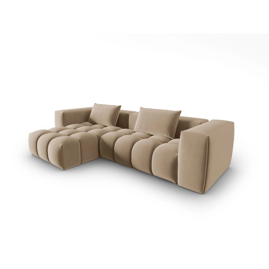 Verona 3-Sitzer Ecksofa, Linke Seite, aus Samt in Sand (Casino Lion), 260x145 cm von Cosmopolitan Design – Bild 3