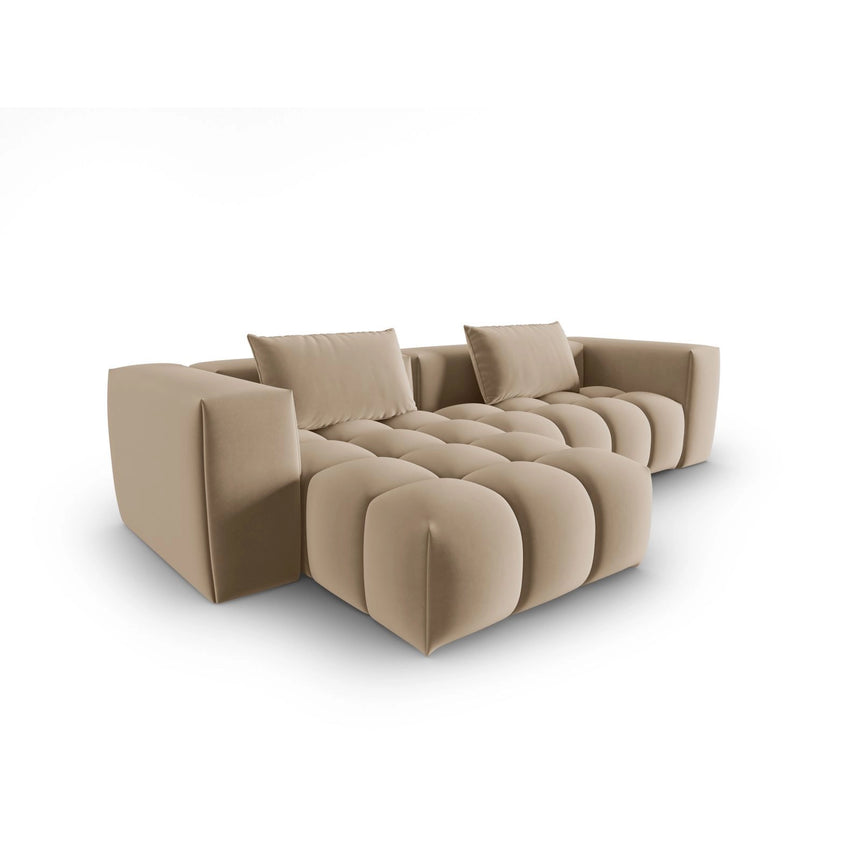 Verona 3-Sitzer Ecksofa, Linke Seite, aus Samt in Sand (Casino Lion), 260x145 cm von Cosmopolitan Design – Bild 4