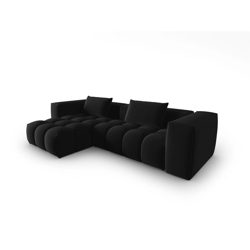 Verona 3-Sitzer Ecksofa, Linke Seite, aus Samt in Schwarz (Casino Black), 260x145 cm von Cosmopolitan Design – Bild 3