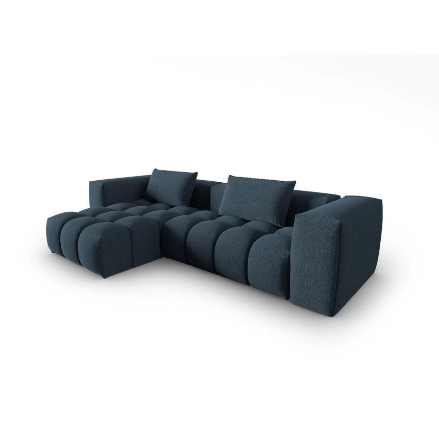 Verona 3-Sitzer Ecksofa, Linke Seite, aus Strukturierter Stoff in Dunkelblau (Sorella 77), 260x145 cm von Cosmopolitan Design – Bild 3