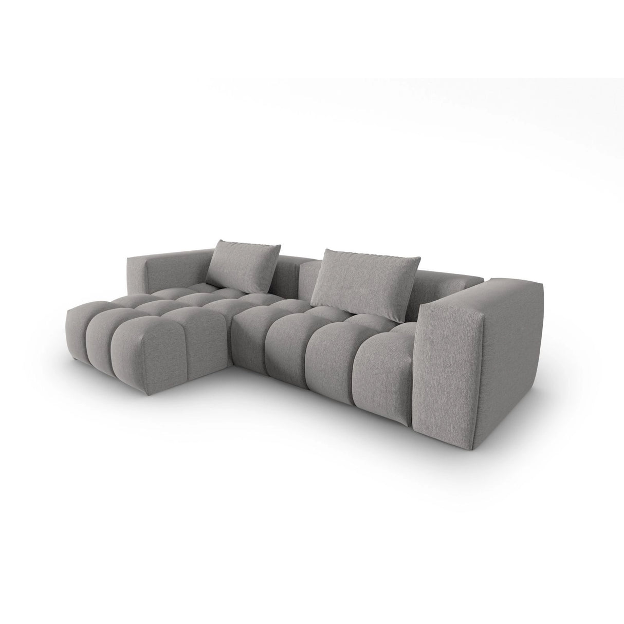 Verona 3-Sitzer Ecksofa, Linke Seite, aus Strukturierter Stoff in Warmes Grau (Sorella 84), 260x145 cm von Cosmopolitan Design – Bild 3