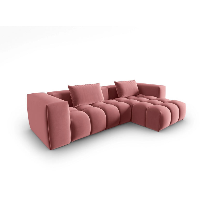 Verona 3-Sitzer Ecksofa, Rechte Seite, aus Samt in Flamingo (Casino Salmon), 260x145 cm von Cosmopolitan Design – Bild 3