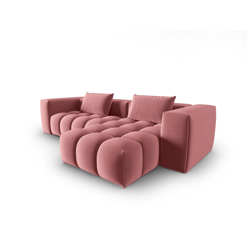 Verona 3-Sitzer Ecksofa, Rechte Seite, aus Samt in Flamingo (Casino Salmon), 260x145 cm von Cosmopolitan Design – Bild 4