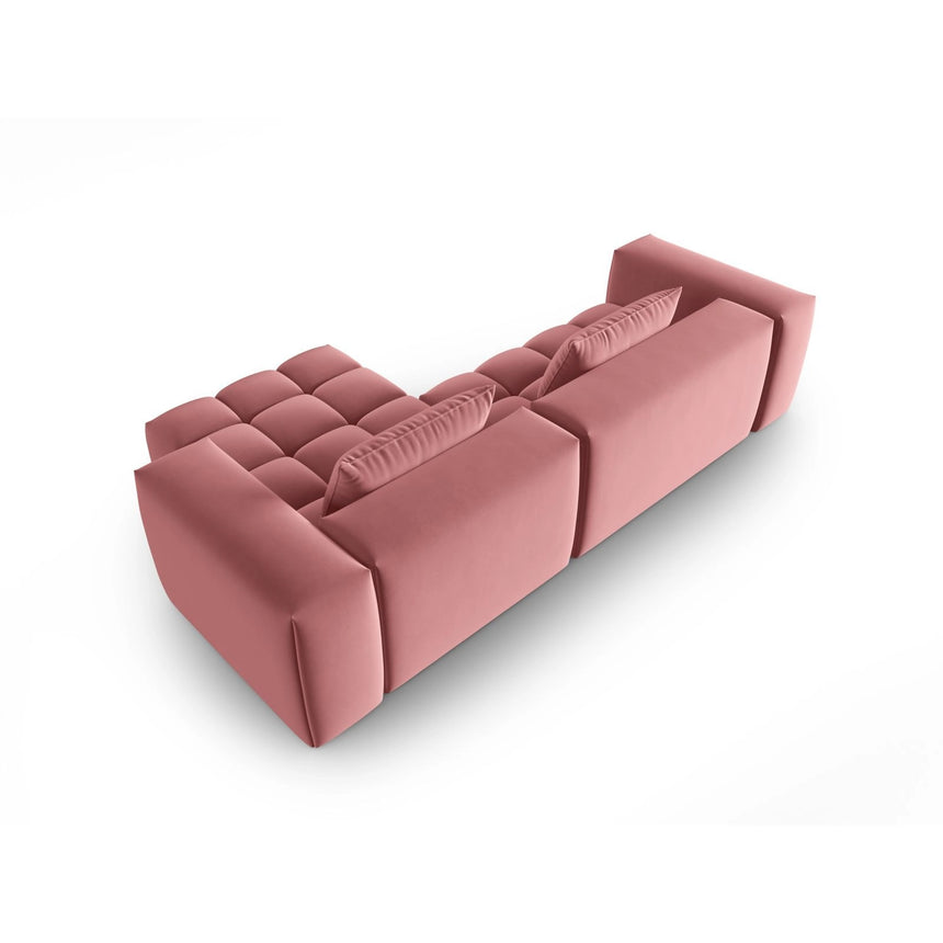 Verona 3-Sitzer Ecksofa, Rechte Seite, aus Samt in Flamingo (Casino Salmon), 260x145 cm von Cosmopolitan Design – Bild 5