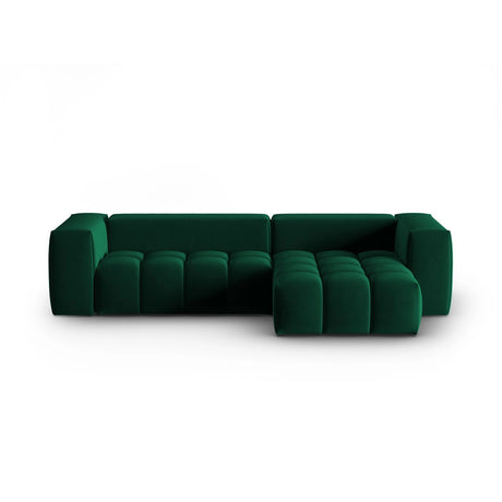 Verona 3-Sitzer Ecksofa, Rechte Seite, aus Samt in Flaschengrün (Casino Deep Green), 260x145 cm von Cosmopolitan Design – Bild 1