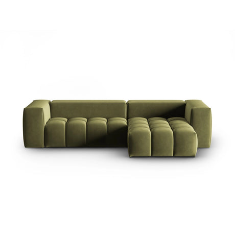 Verona 3-Sitzer Ecksofa, Rechte Seite, aus Samt in Hellgrün (Casino Forest), 260x145 cm von Cosmopolitan Design – Bild 1