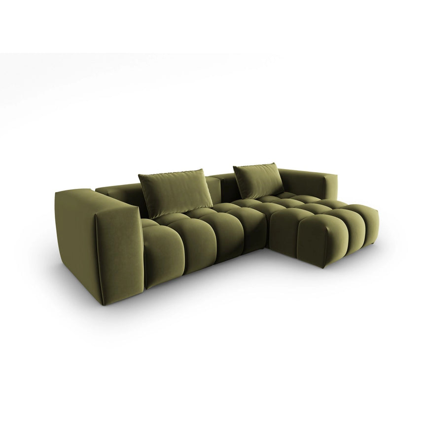 Verona 3-Sitzer Ecksofa, Rechte Seite, aus Samt in Hellgrün (Casino Forest), 260x145 cm von Cosmopolitan Design – Bild 3