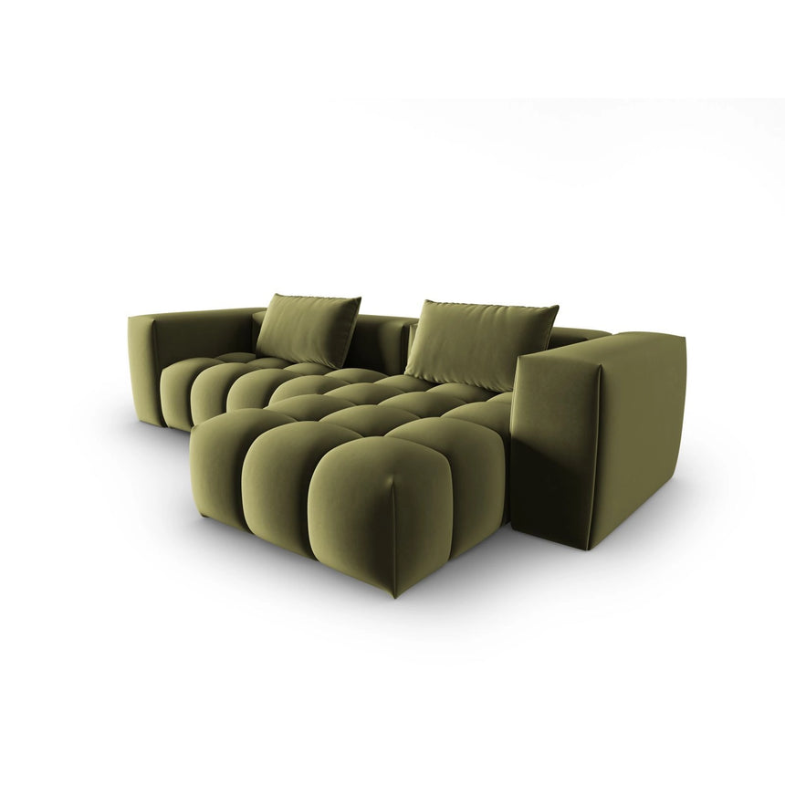Verona 3-Sitzer Ecksofa, Rechte Seite, aus Samt in Hellgrün (Casino Forest), 260x145 cm von Cosmopolitan Design – Bild 4