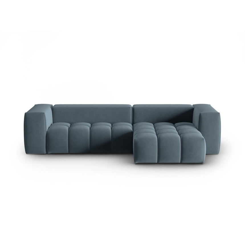 Verona 3-Sitzer Ecksofa, Rechte Seite, aus Samt in Pastellblau (Casino Dark Blue), 260x145 cm von Cosmopolitan Design – Bild 1