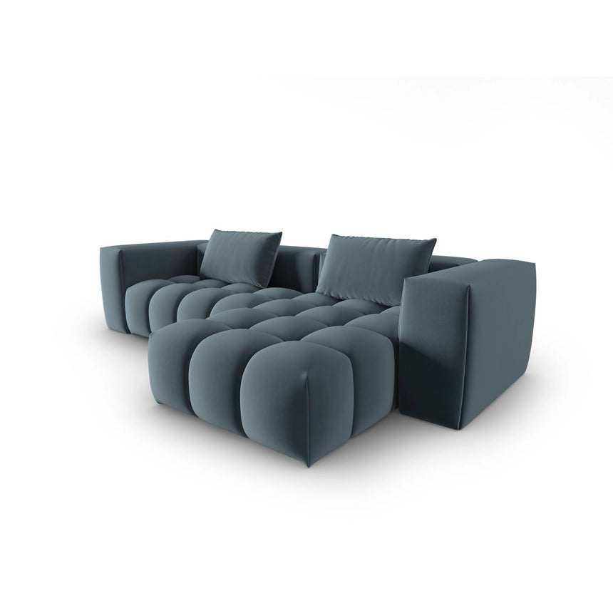 Verona 3-Sitzer Ecksofa, Rechte Seite, aus Samt in Pastellblau (Casino Dark Blue), 260x145 cm von Cosmopolitan Design – Bild 4