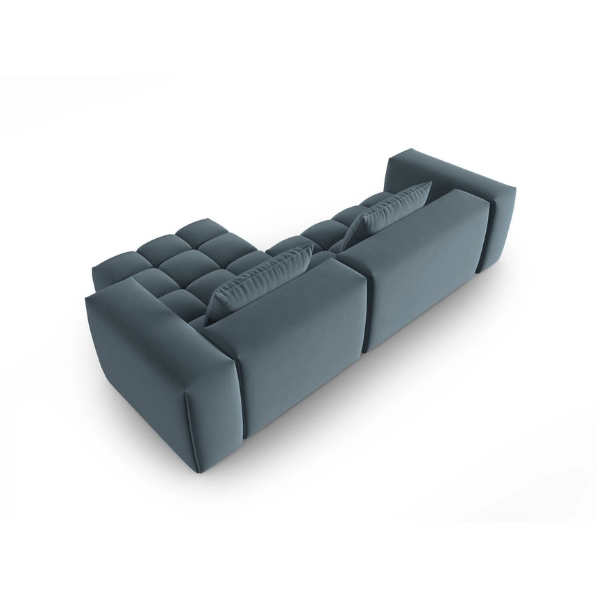 Verona 3-Sitzer Ecksofa, Rechte Seite, aus Samt in Pastellblau (Casino Dark Blue), 260x145 cm von Cosmopolitan Design – Bild 5