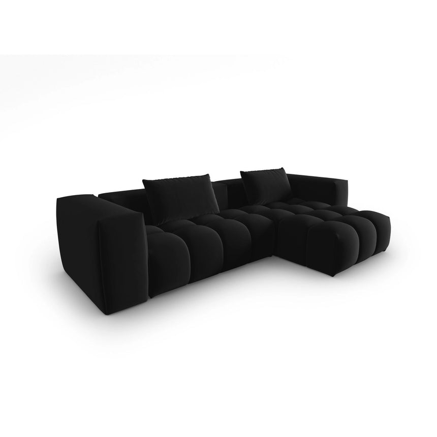 Verona 3-Sitzer Ecksofa, Rechte Seite, aus Samt in Schwarz (Casino Black), 260x145 cm von Cosmopolitan Design – Bild 3